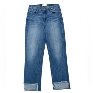 PARKER SMITH Blue Denim Jeans with Frayed Hem